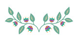 Branches with flowers in folk boho style. Isolated element.