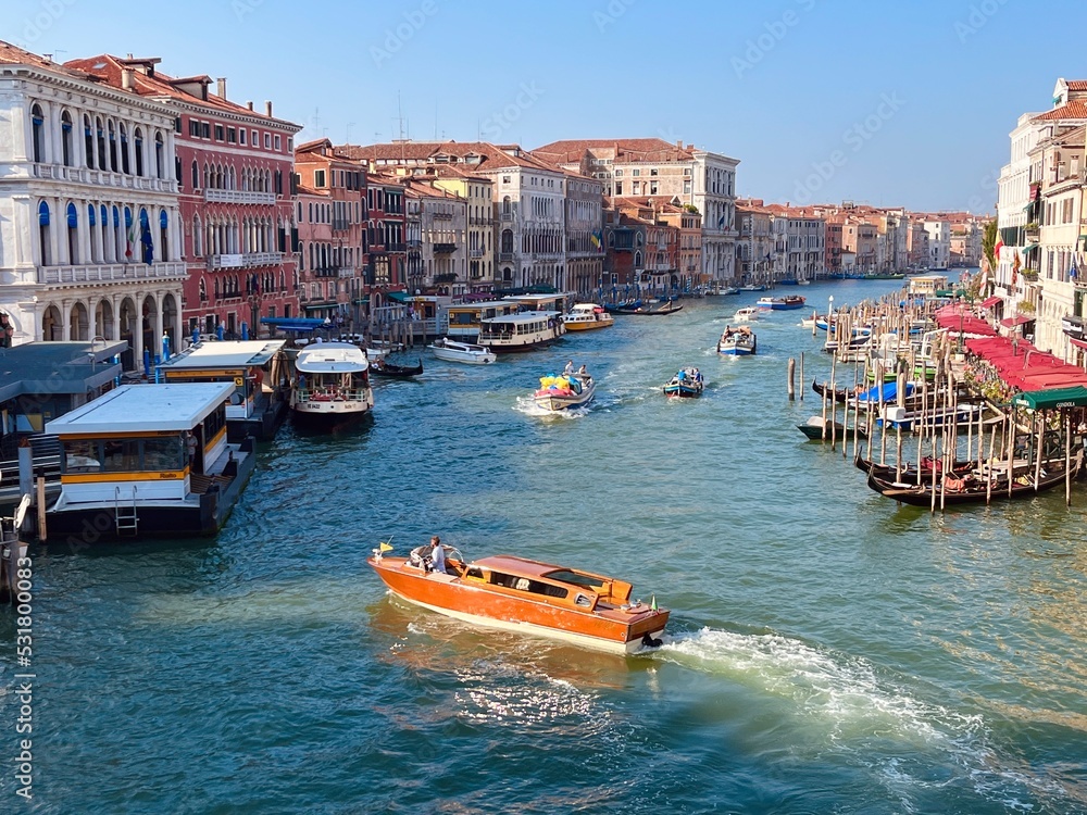 Obraz premium Grand Canal panorama near the Rialto bridge, Venice, Italy