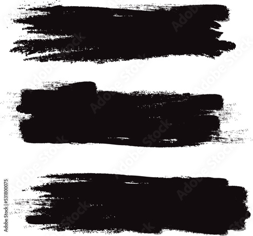 Black brush stroke set isolated on background. Collection of trendy brush stroke vector for black ink paint  grunge backdrop  dirt banner  watercolor design and dirty texture. Brush stroke vector