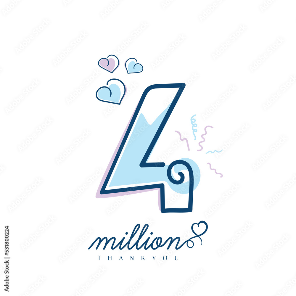 4 million followers celebration design with hand drawn style 4 million followers celebration design with hand drawn style