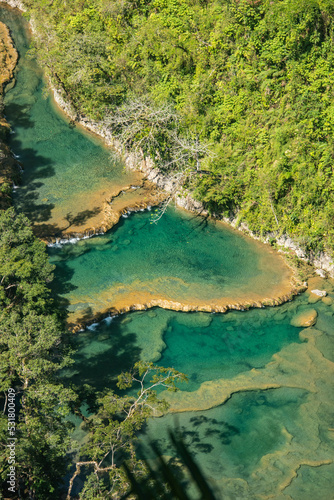 The stunning turquoise pools of Semuc Champey, Rio Cabohon, Lanquin, Alta Verapaz, Guatemala