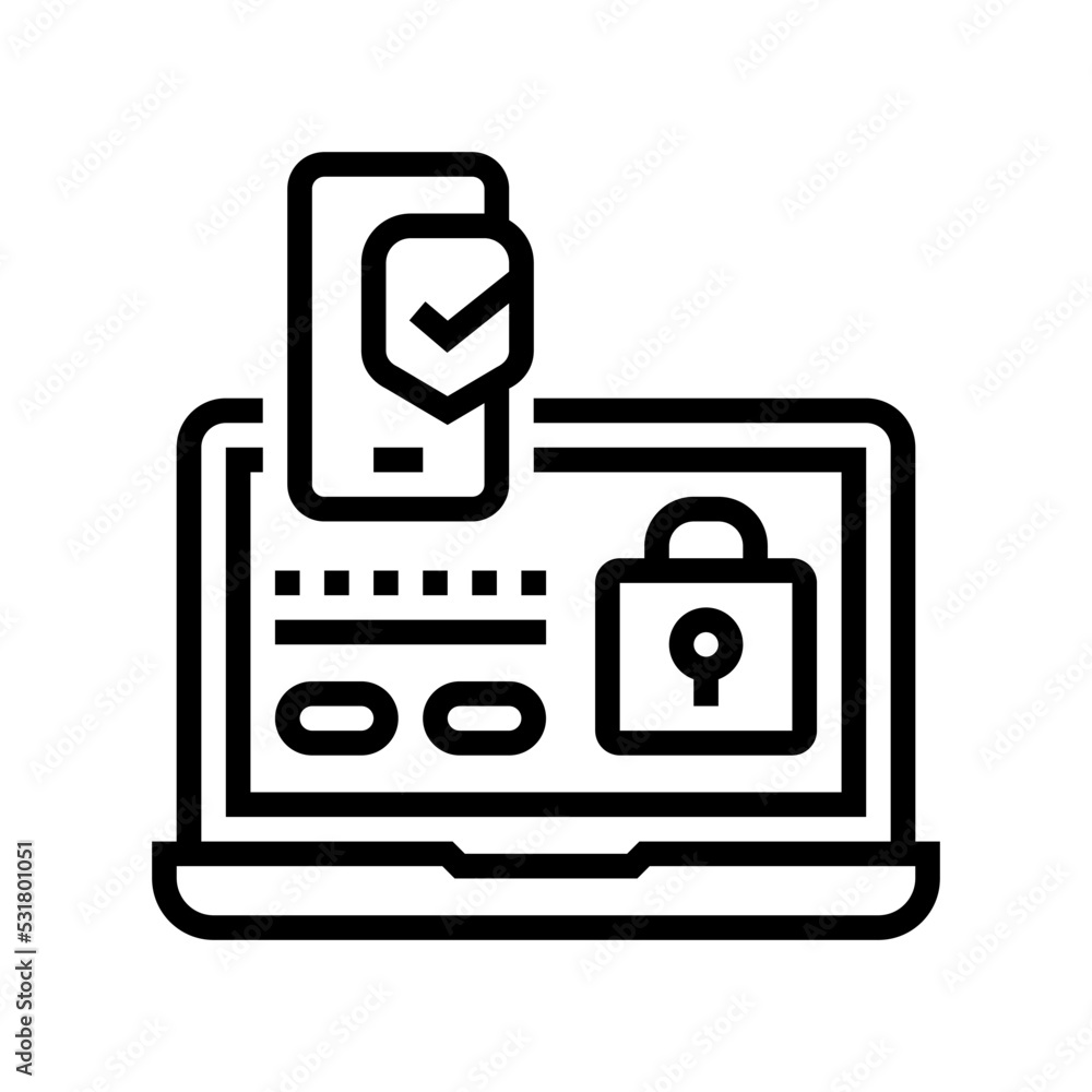 two step authentication line icon vector. two step authentication sign. isolated contour symbol black illustration two step authentication line icon vector. two step authentication sign. isolated contour symbol black illustration