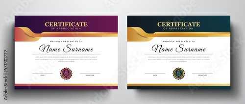 Modern and creative certificate template with best award badge