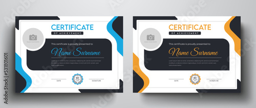 Clean and simple certificate template with photo place holder