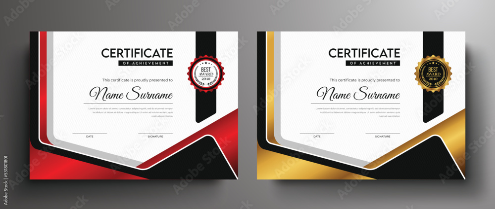 Golden dark black color luxury certificate template I Red color modern ...