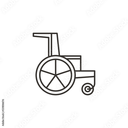 wheel chair icon line vector illustration, medicine and healthcare, disabled sign vector graphics, a linear pattern on a white background, eps 10.