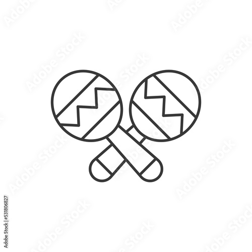 Crossed maracas, rumba shakers or shac-shacs musical instrument flat vector icon for music apps and websites