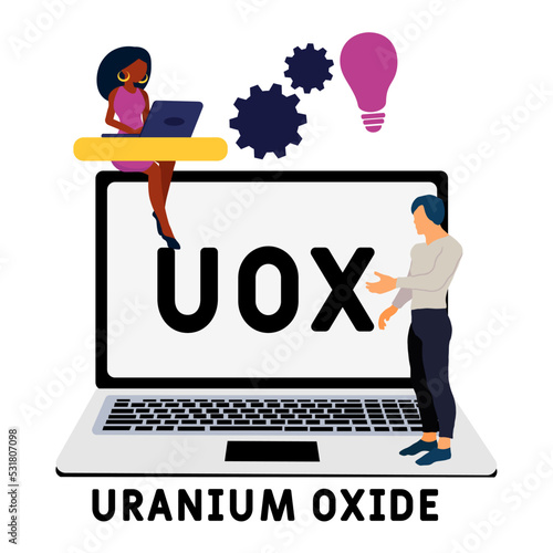UOX - uranium oxide acronym. business concept background. vector illustration concept with keywords and icons. lettering illustration with icons for web banner, flyer, landing pag