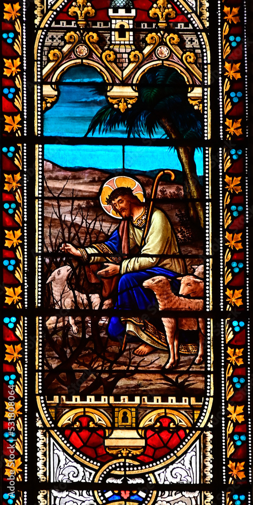 Jesus good shepherd stain glass