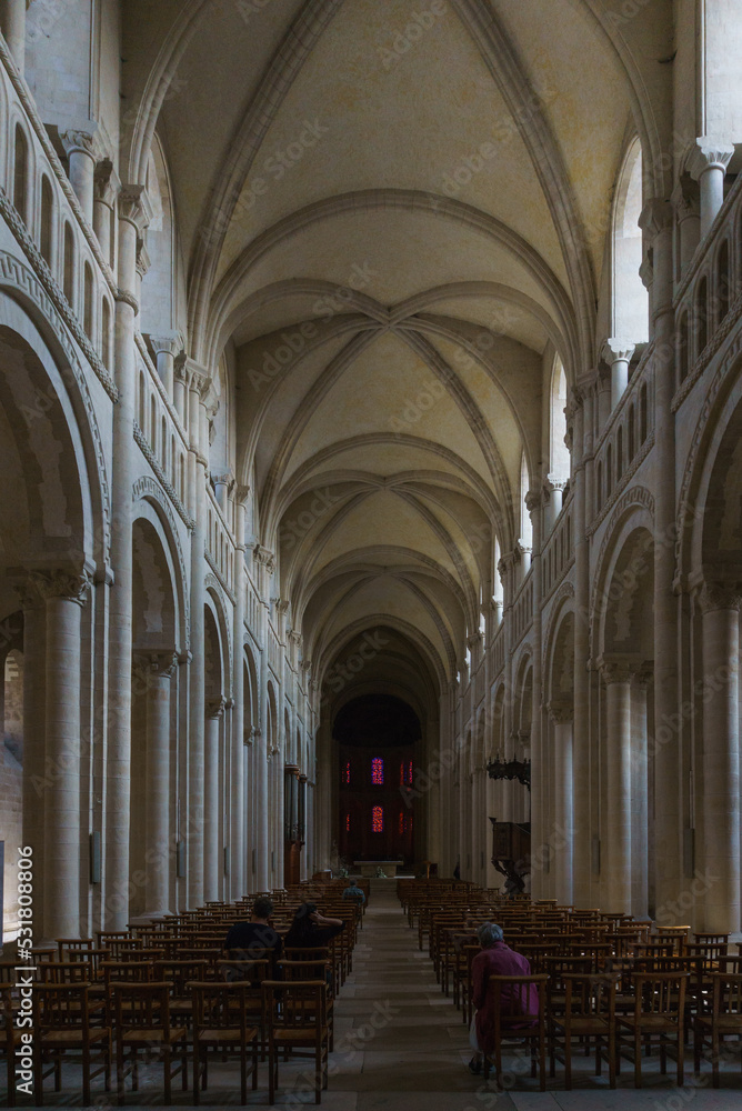 The interior of the women's abbey Eglise de la Trinite de Caen or Abbaye aux Dames de Caen, Caen, Normandy, France