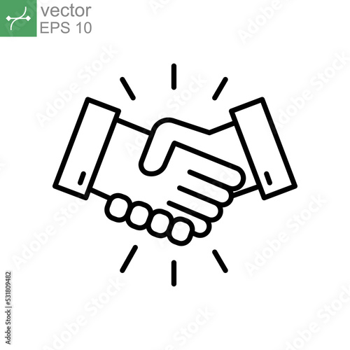 Commitment and trust. Hand shake agreement in business for contract sign partnership and decision making collaboration. Deal icon. Vector illustration. Design on white background. EPS 10