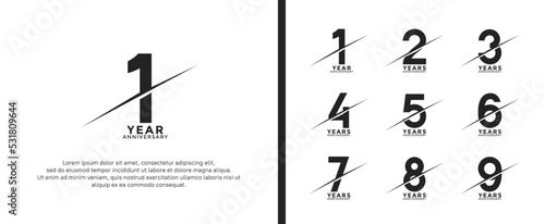set of anniversary logotype black color on white background for celebration moment