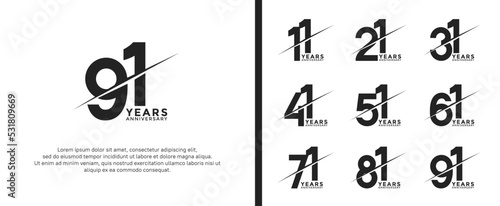 set of anniversary logotype black color on white background for celebration moment