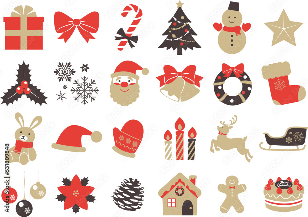 Fototapeta premium クリスマスアイコンセット_ベクターイラスト