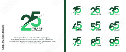 set of anniversary logotype green color on white background for celebration moment