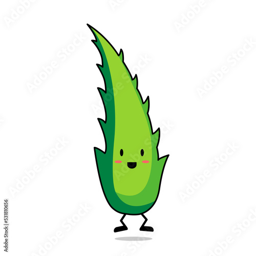 Happy aloe character. Aloe simple flat illustration. Vector illustration