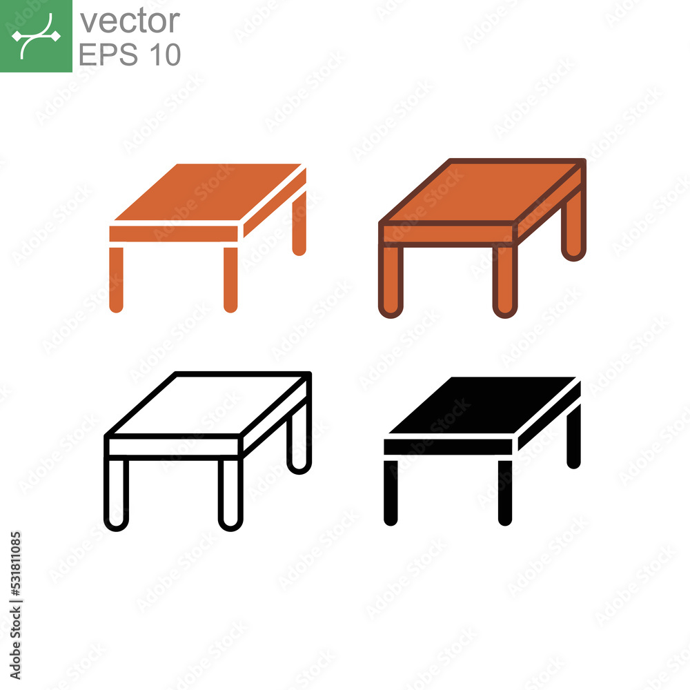 Wooden Table sketch and silhouette. Wood desk. Household and furniture element For your design, logo. Table icon. Vector illustration. Design on white background. EPS10 Wooden Table sketch and silhouette. Wood desk. Household and furniture element For your design, logo. Table icon. Vector illustration. Design on white background. EPS10