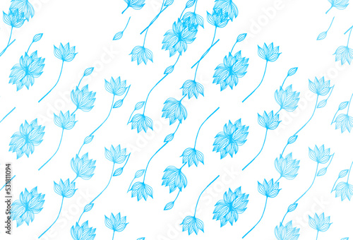 Light BLUE vector doodle background.