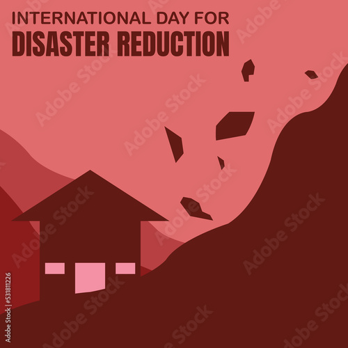 illustration vector graphic of silhouette of a house hit by a landslide in the hills, perfect for international day, disaster reduction, celebrate, greeting card, etc.