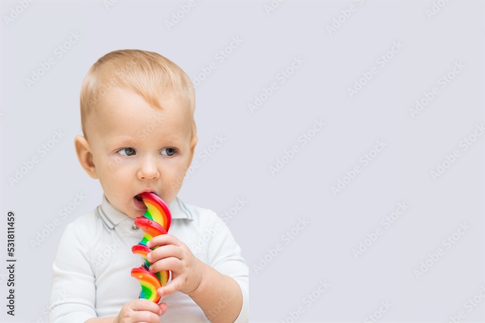 Baby child eating tasty sweets food Baby child eating tasty sweets food