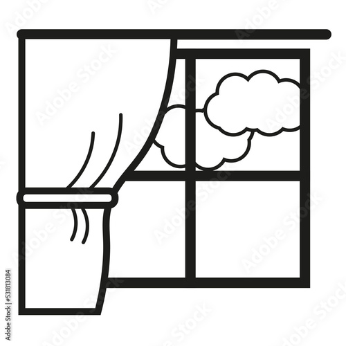 window curtain icon. Textile symbol. Line silhouette. Vector illustration. Stock image. 