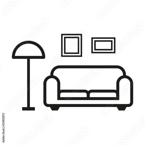 sofa room icon. Floor plan. Vector illustration. stock image.