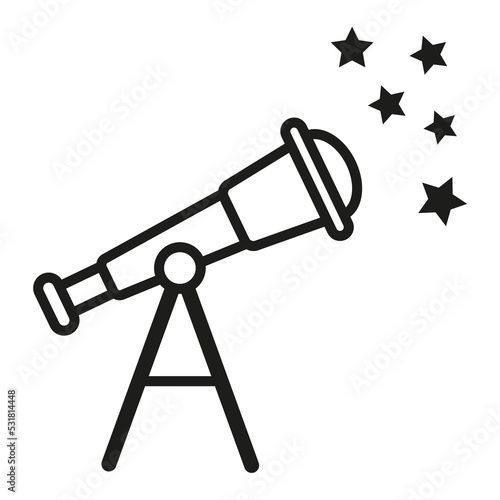 Telescope stars icon. Space background. Vector illustration. Stock image.