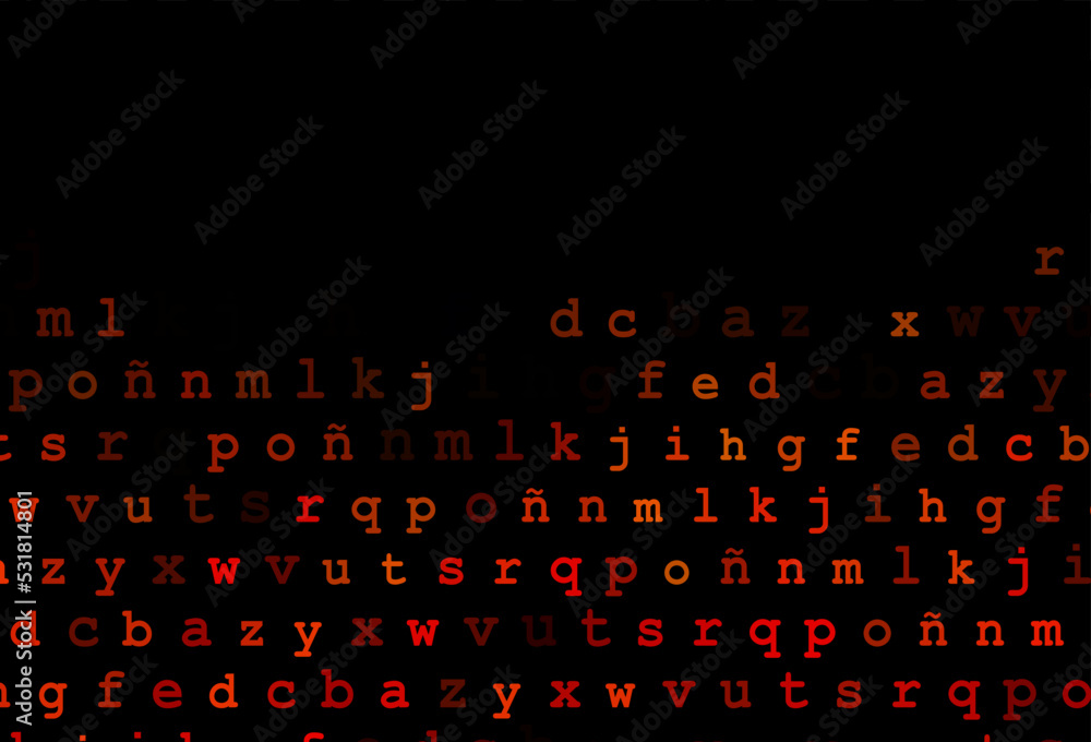 Dark orange vector texture with ABC characters. Dark orange vector texture with ABC characters.