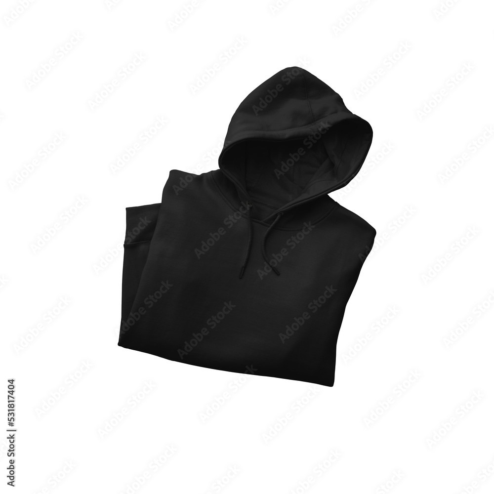 Folded Unisex Black Hoodie Mockup - Hooded Sweatshirt for Men & Women