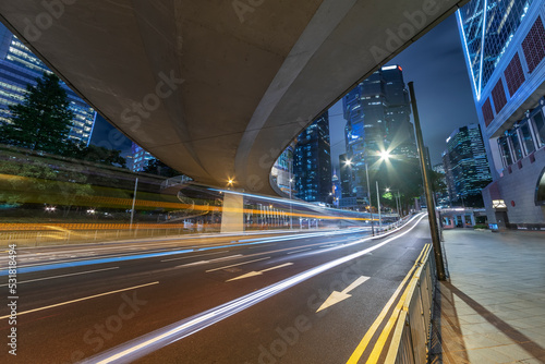 Canvas Print Traffic in downtown district of Hong Kong city at night