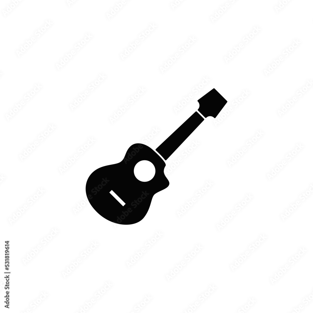 Guitar icon in black flat glyph, filled style isolated on white background Guitar icon in black flat glyph, filled style isolated on white background