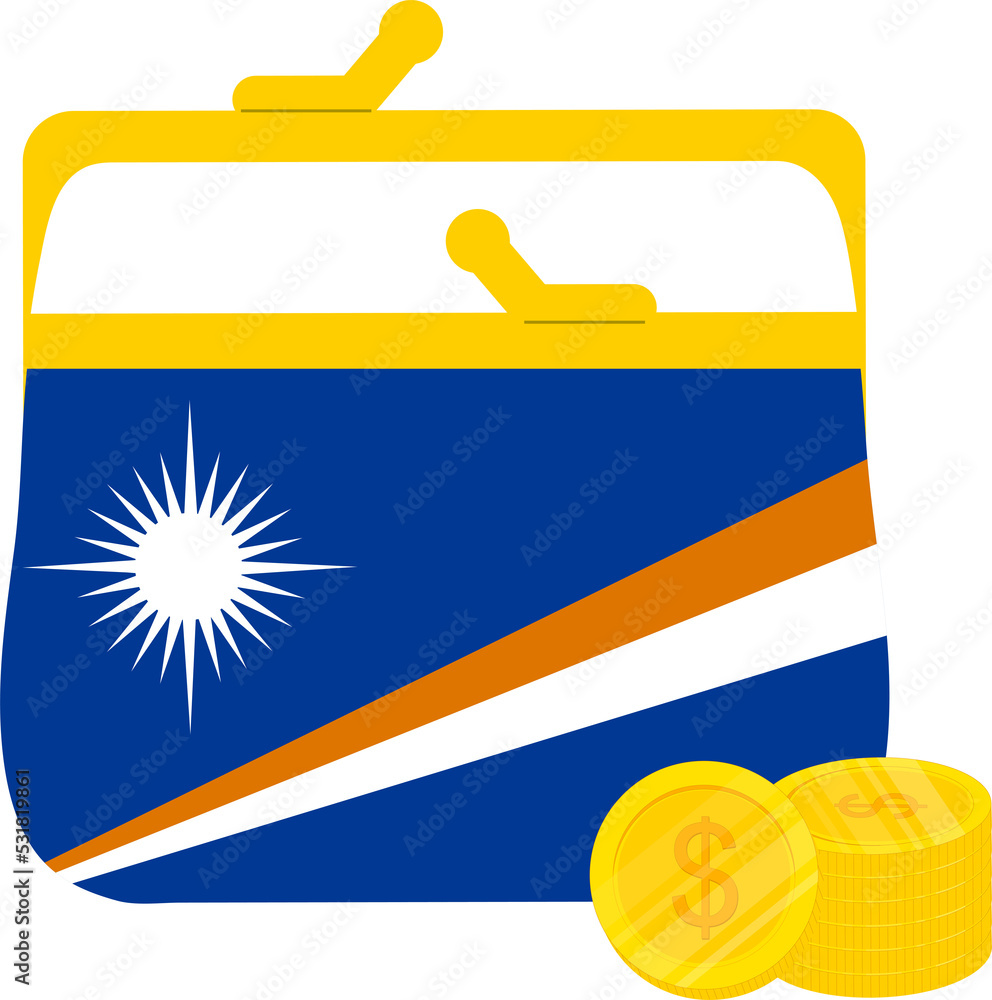Fototapeta premium Marshall Islands Flag hand drawn,United States dollar hand drawn