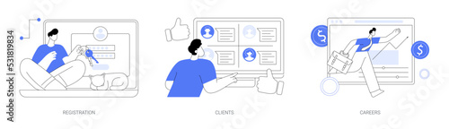 Company website navigation abstract concept vector illustrations.