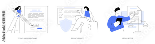 Website disclaimer abstract concept vector illustrations.