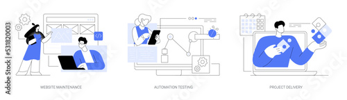 Web development and support abstract concept vector illustrations.