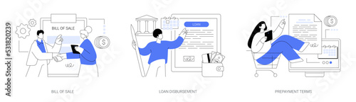 Banking documents abstract concept vector illustrations.