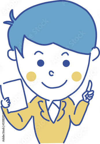 ポップでかわいいサラリーマン 　笑顔で提案　