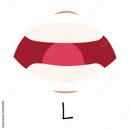 Creative mouth sync flat for web design. Cartoon talking mouths lips for character animation isolated vector illustration. English pronunciation and speaking