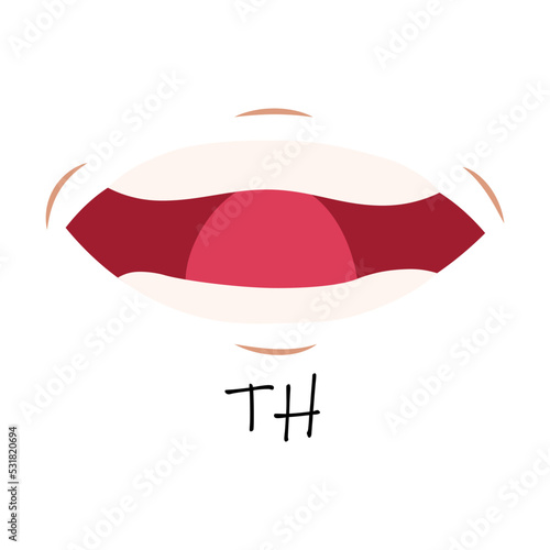 Creative mouth. Cartoon talking mouths lips for character animation isolated vector illustration. English pronunciation and speaking articulation concept