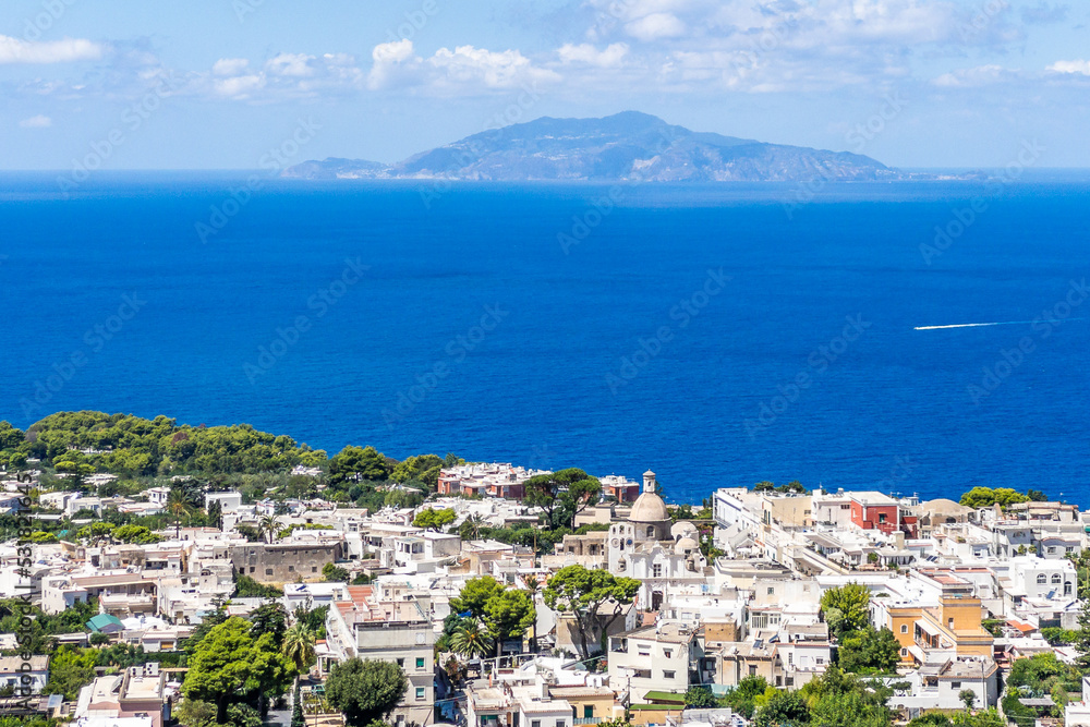 Ischia Island view from Capri island Monte Solaro