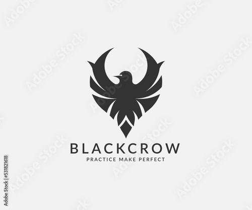 black raven crow logo design isolated on white background