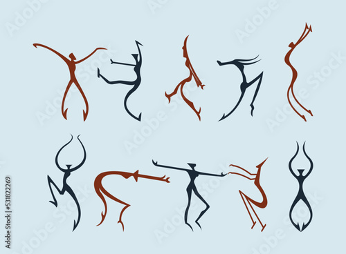 dance style logo set silhouette template design for brand or company and other