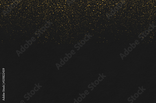 Black Japanese "Washi" paper texture with classy gold pattern. Abstract graceful Japanese style background.