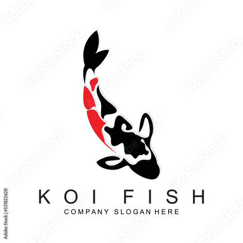 Koi Fish Logo Design, Ornamental Fish Vector, Aquarium Ornament Illustration Brand product