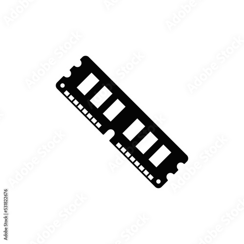 Ram, Memory icon in black flat glyph, filled style isolated on white background