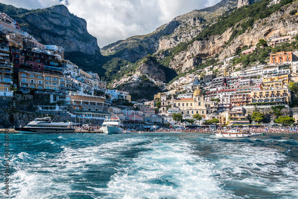 View of Positano from sea side