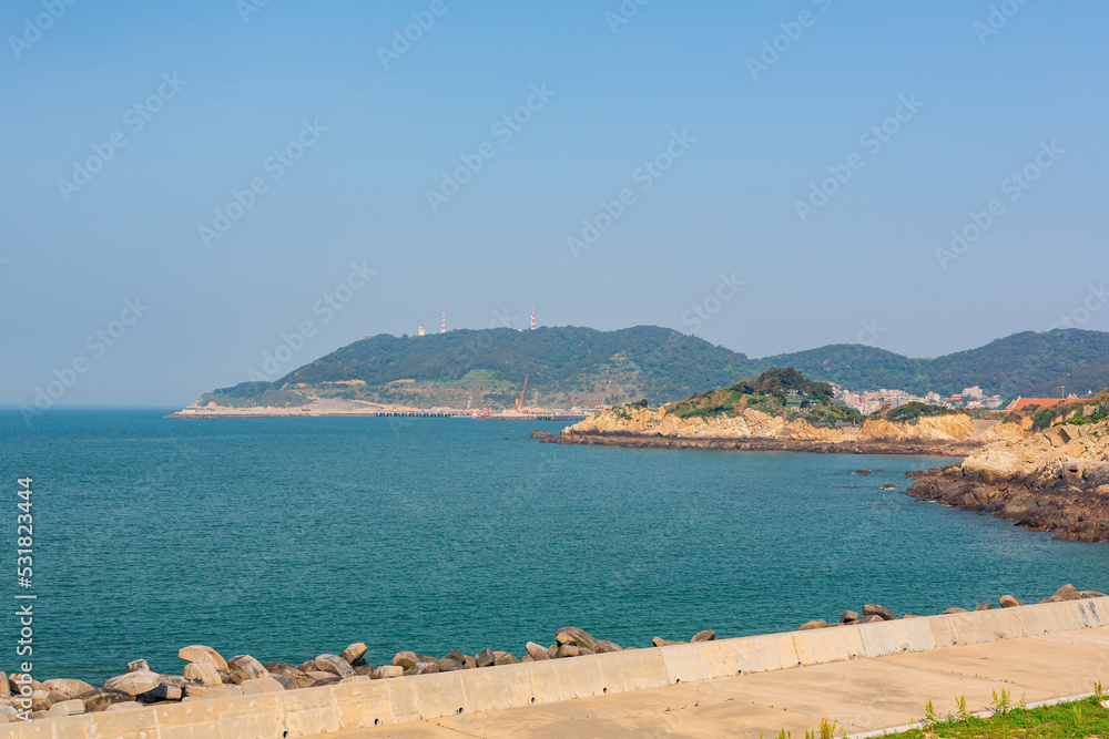 Sunny view of landscape of the Nangan Township shore