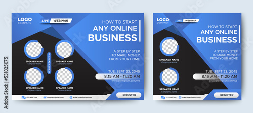 Marketing Strategies live webinar banner invitation and social media post template. Business webinar invitation design	
