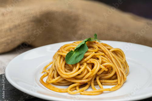 delicious noodles with putanesca tomato sauce