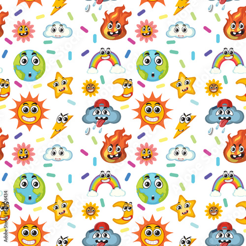 Seamless pattern with cute weather cartoon element © brgfx